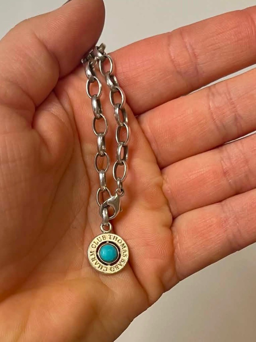 Thomas Sabo Charm Club 925 Sterling Silver Link Bracelet with Turquoise Charm